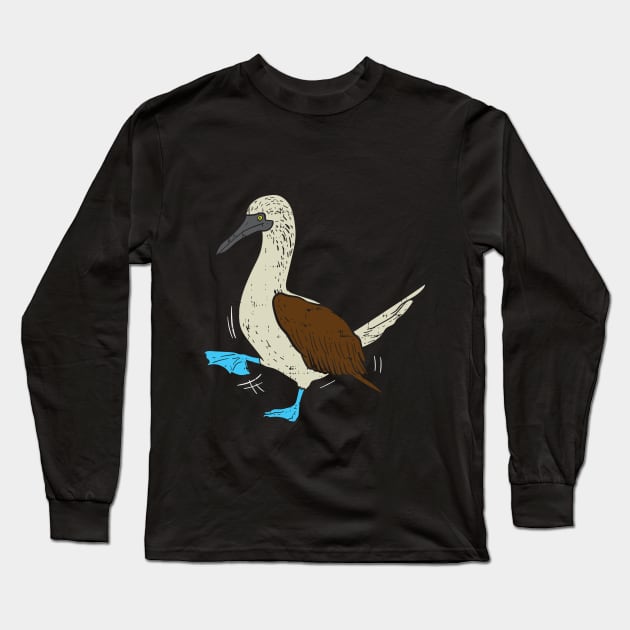 Dancing Blue Foot Boobie Bird Long Sleeve T-Shirt by maxdax